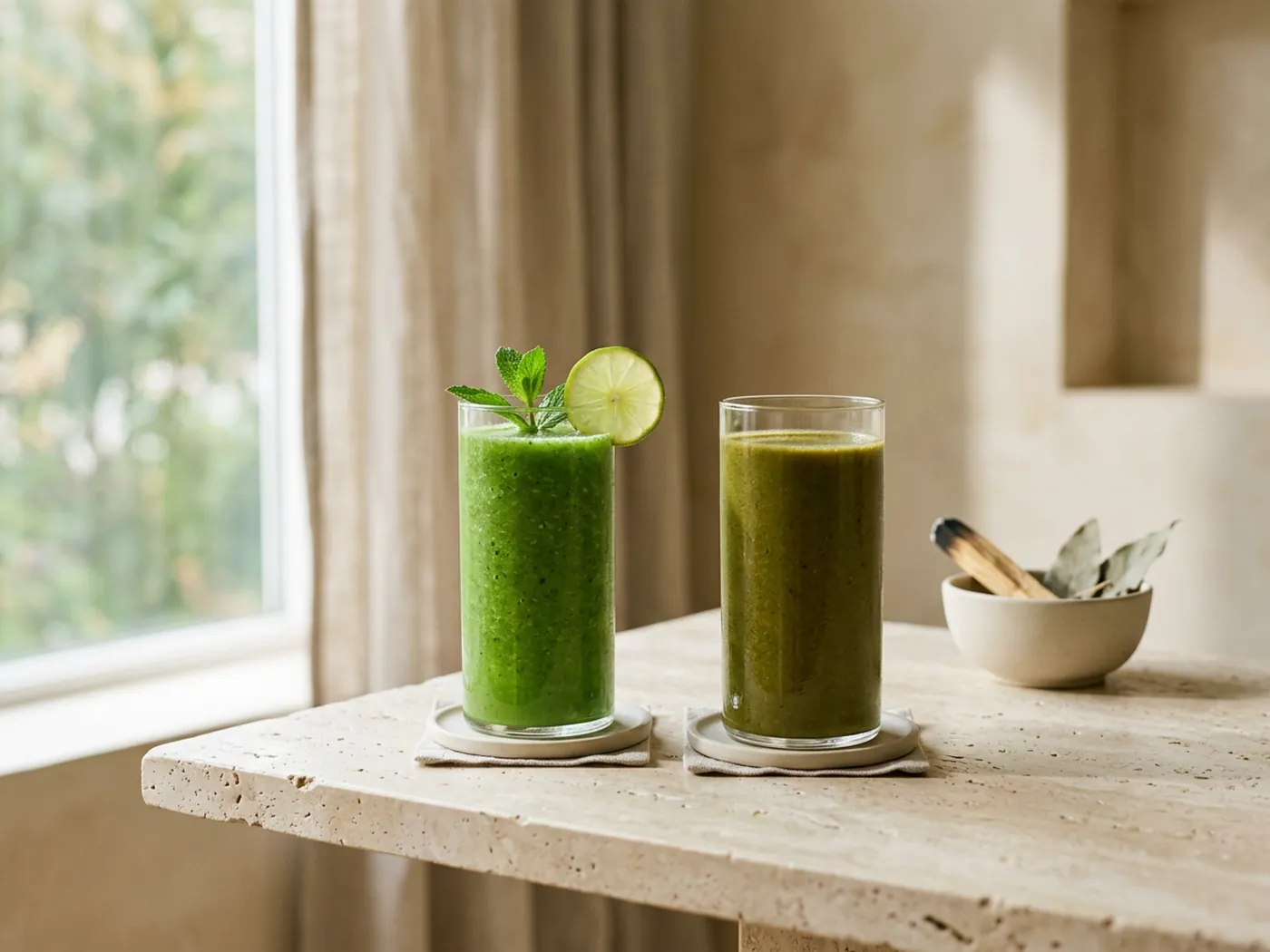Two glasses of green drink side by side representing the Greenify Daily Greens vs AG1 comparison