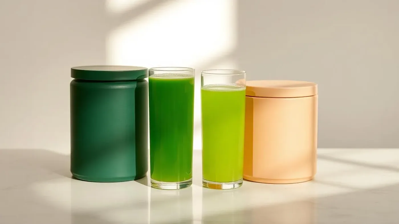 Two glasses of green drink side by side representing the Greenify Daily Greens vs Field of Greens comparison